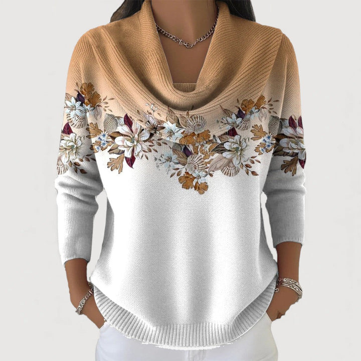 Alba | Floral Cotton Mock Neck Sweater
