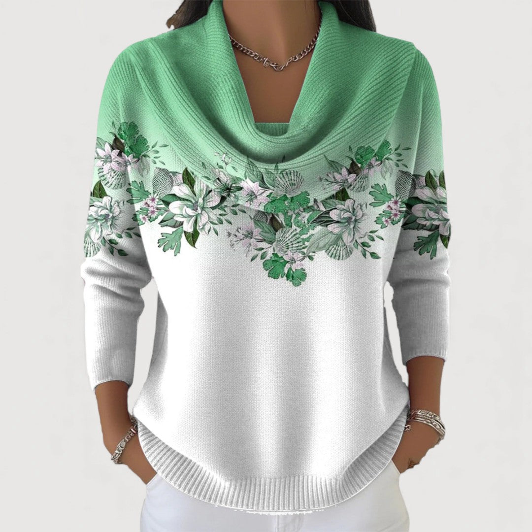 Alba | Floral Cotton Mock Neck Sweater