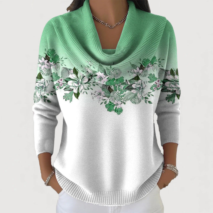 Alba | Floral Cotton Mock Neck Sweater