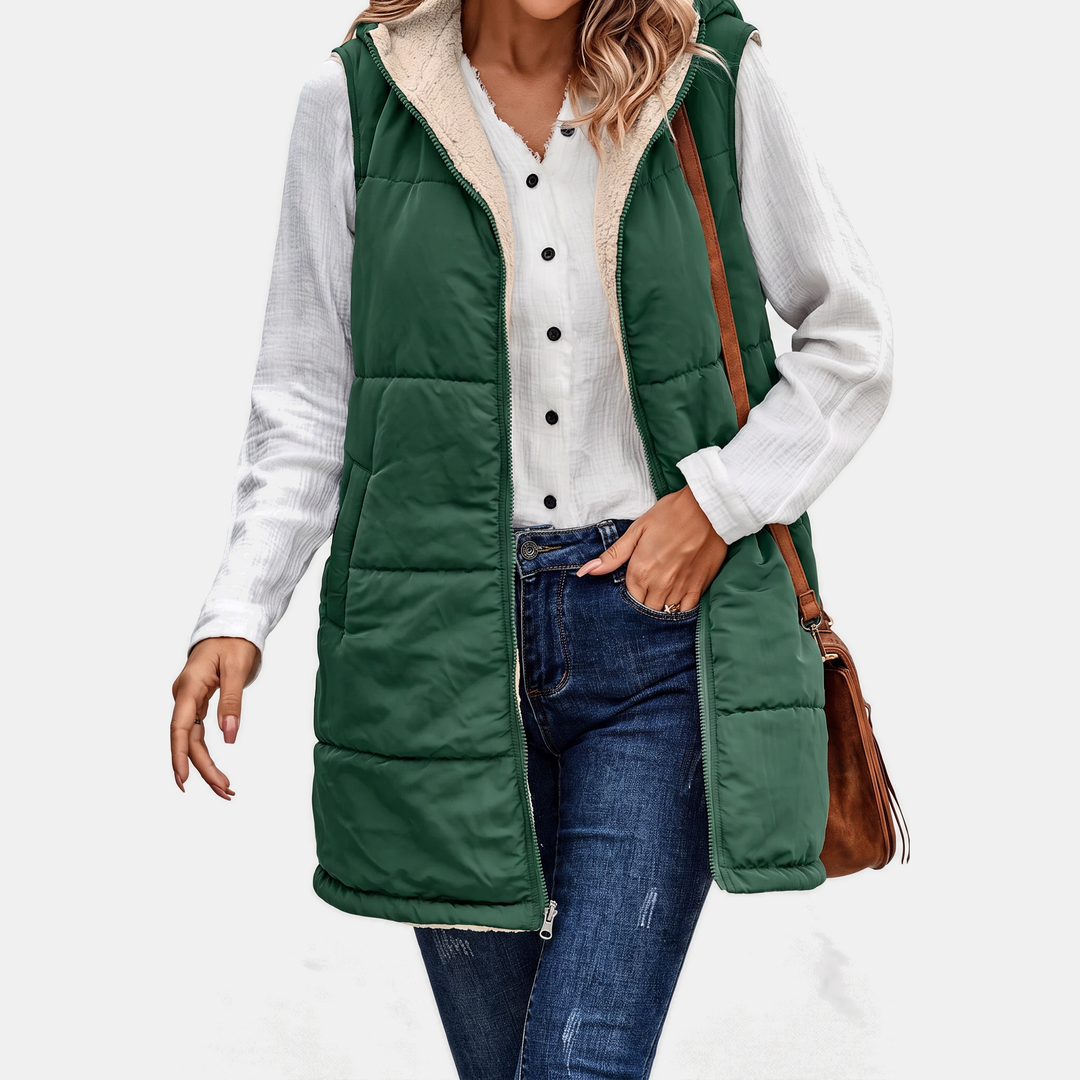 Women's Reversible Sherpa Fleece Sleeveless Vest