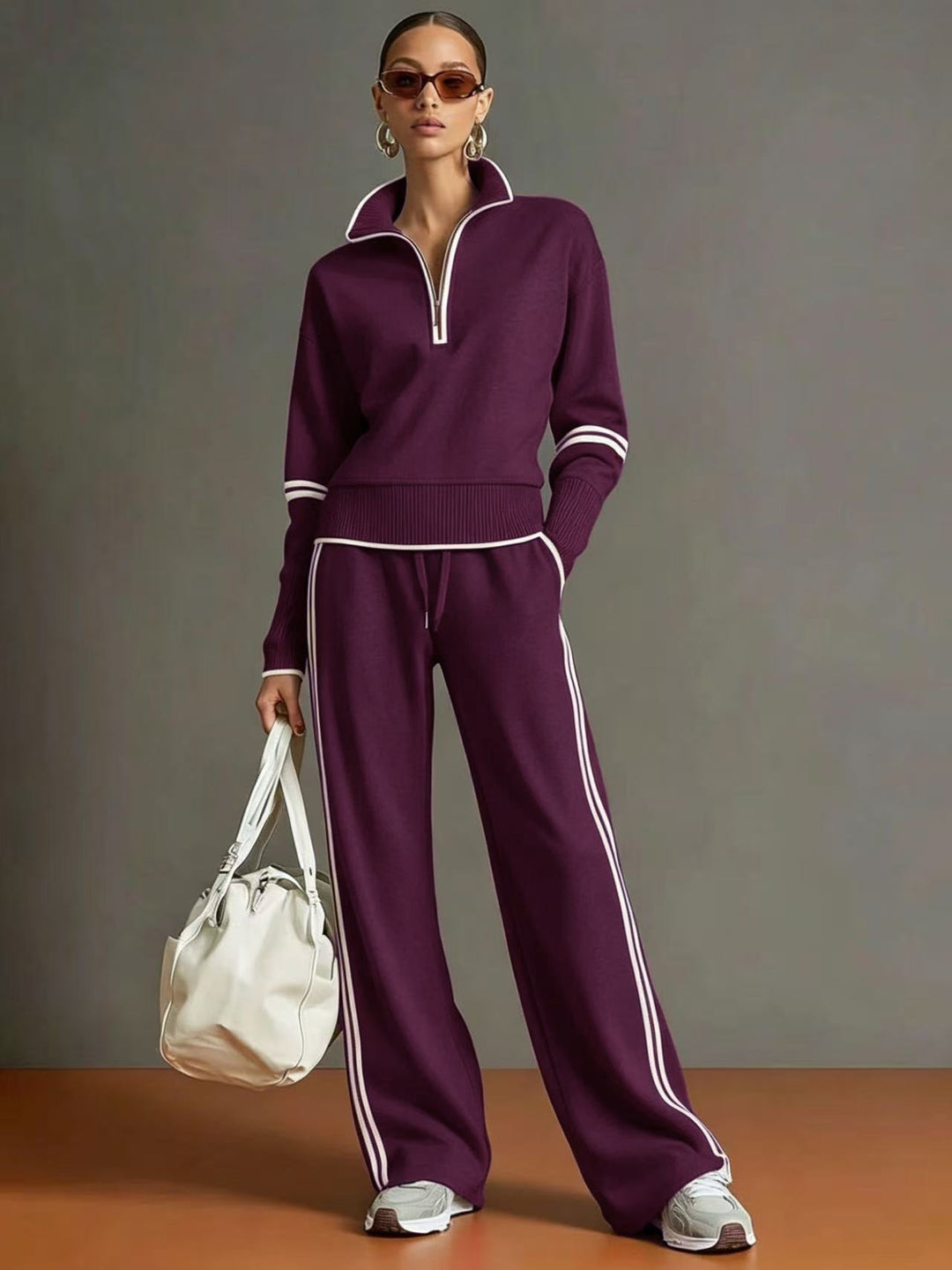 Women's Two-Piece Quarter-Zip Tracksuit Set