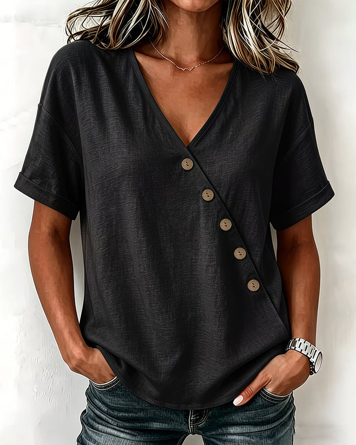 Audrey | Asymmetric Button Blouse