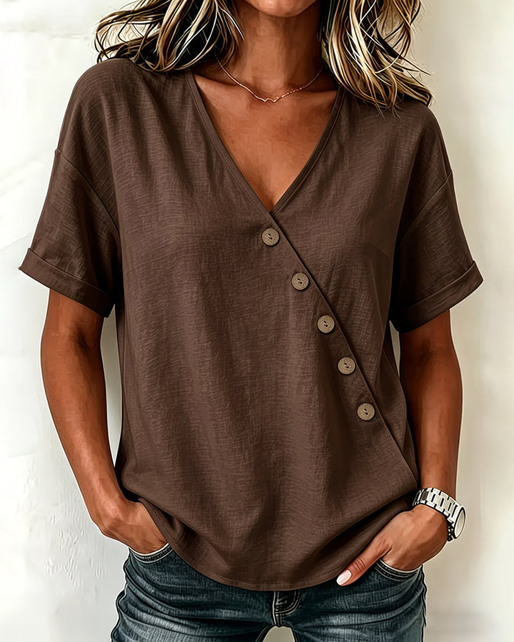 Audrey | Asymmetric Button Blouse