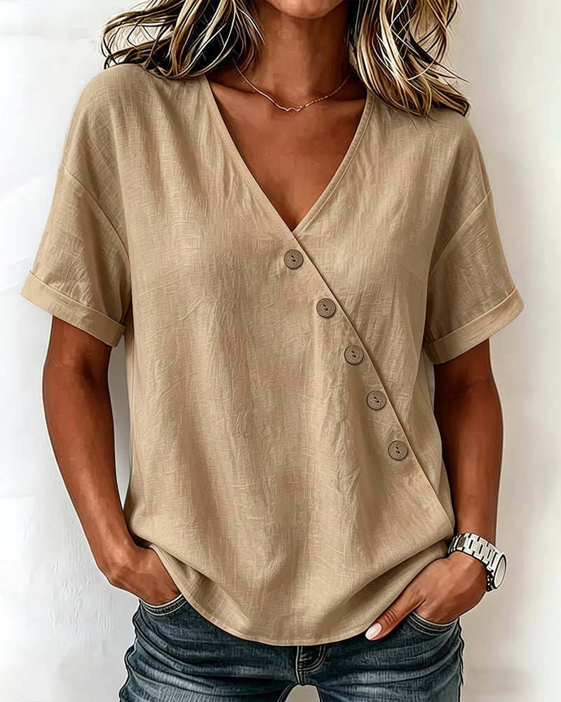 Audrey | Asymmetric Button Blouse