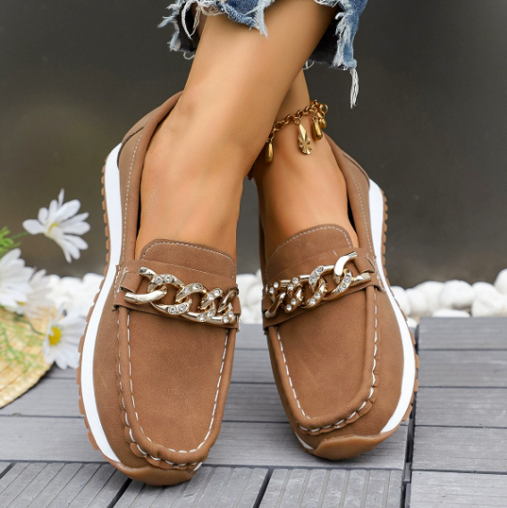 Elle - Orthopedic Loafers with Diamond Buckle