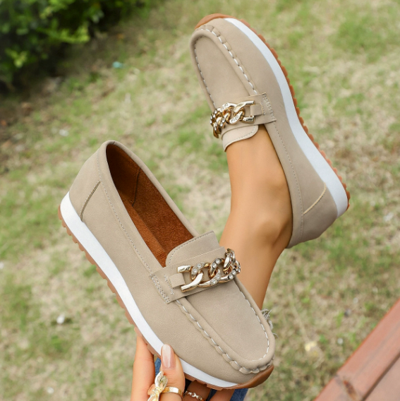 Elle - Orthopedic Loafers with Diamond Buckle