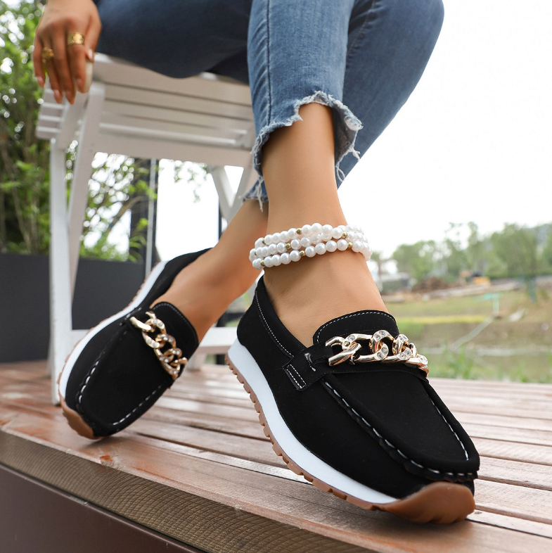 Elle - Orthopedic Loafers with Diamond Buckle