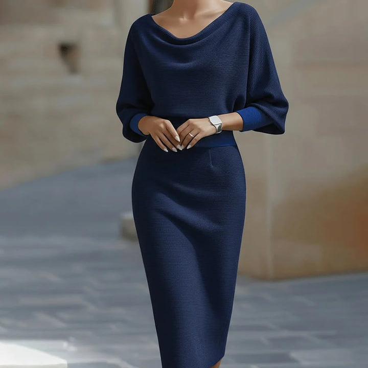 Lydia | Women's Draped Batwing-Sleeve Midi Dress