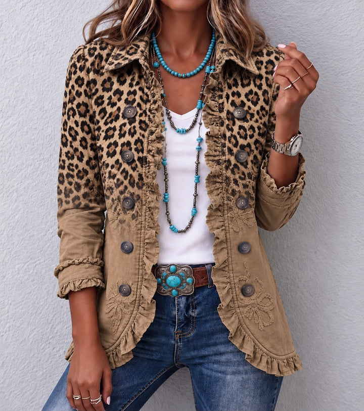 Kamberly™ | Boho-Chic Floral Embroidered Ruffle Utility Jacket