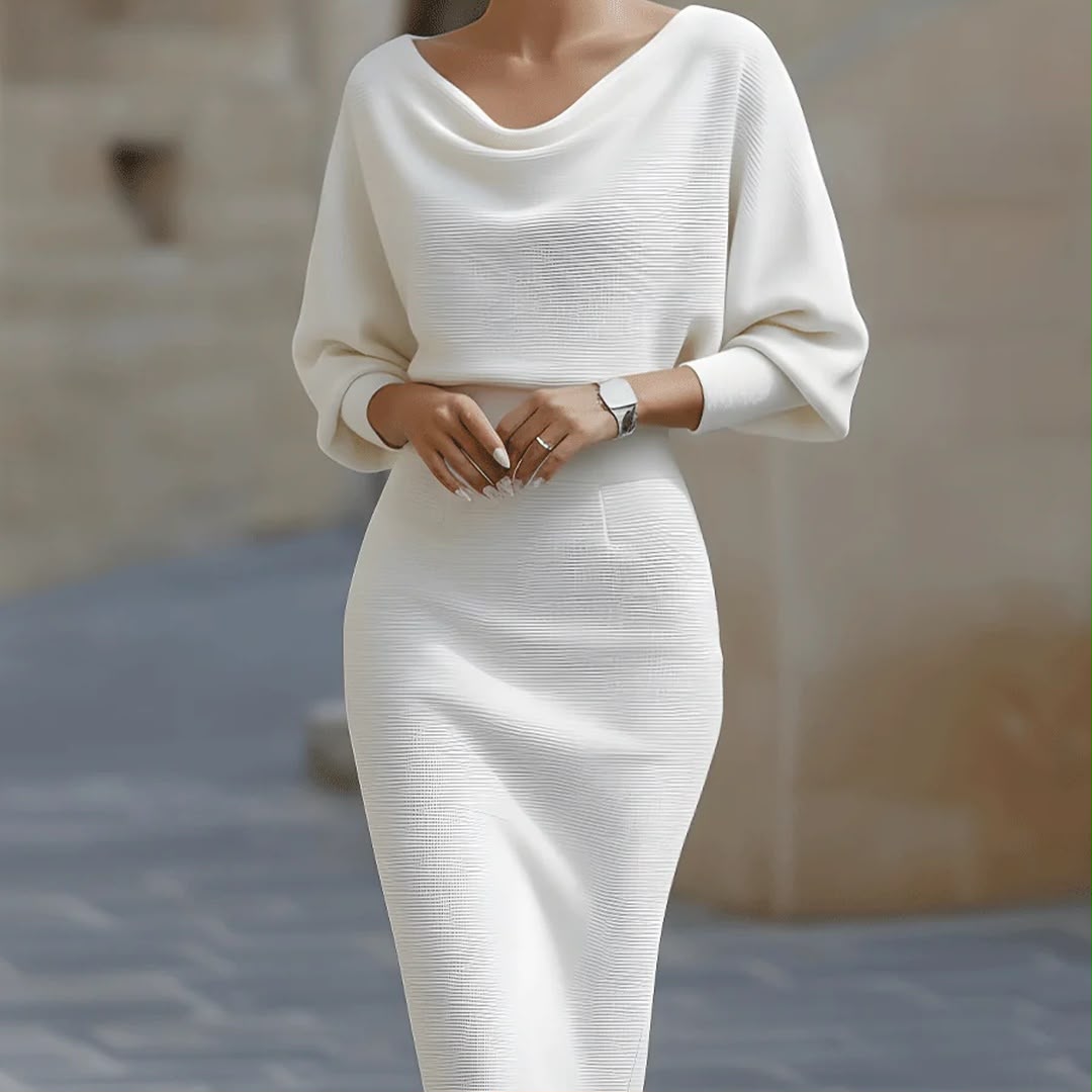 Lydia | Women's Draped Batwing-Sleeve Midi Dress