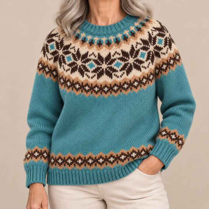 Simona | Deep Red Fair Isle Sweater