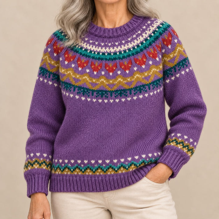 Simona | Deep Red Fair Isle Sweater