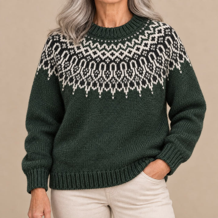 Simona | Deep Red Fair Isle Sweater