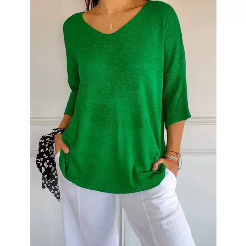 Ellen™ | Women's Soft Knit 3/4-Sleeve V-Neck Sweater