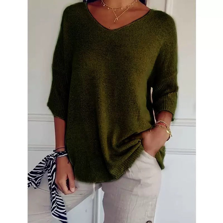 Ellen™ | Women's Soft Knit 3/4-Sleeve V-Neck Sweater