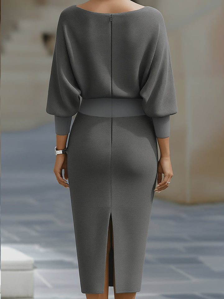 Lydia | Women's Draped Batwing-Sleeve Midi Dress