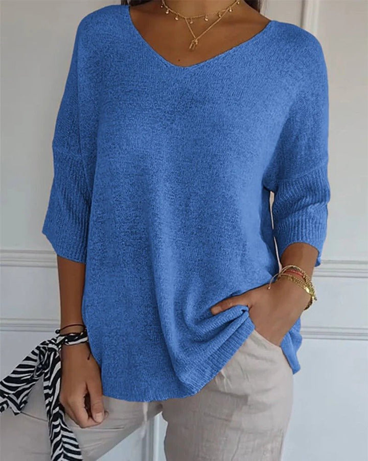 Ellen™ | Women's Soft Knit 3/4-Sleeve V-Neck Sweater