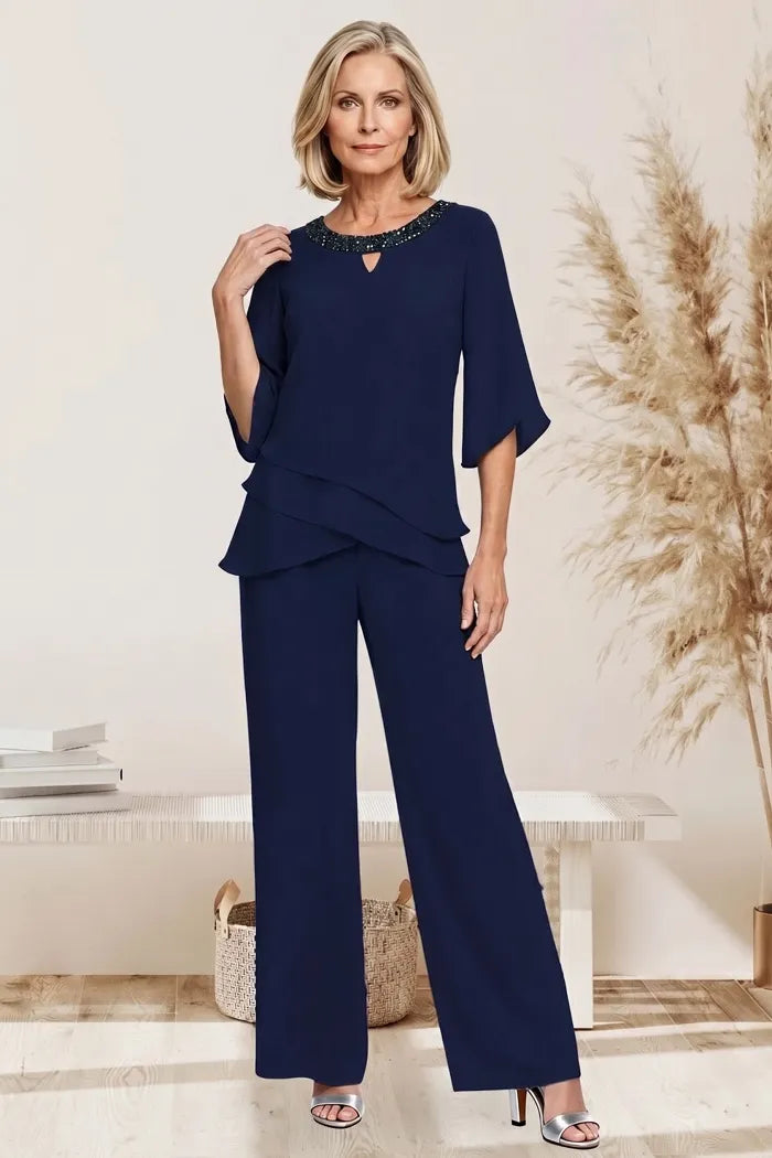 Sophisticated Wide-Leg Formal Pant Set