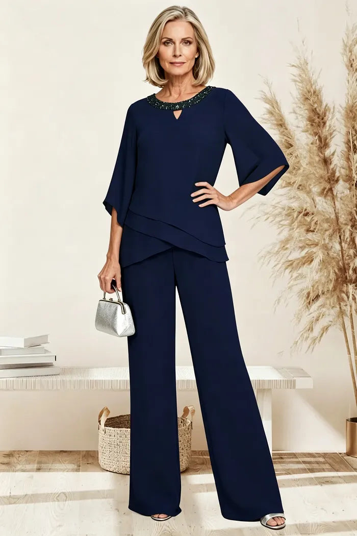 Sophisticated Wide-Leg Formal Pant Set